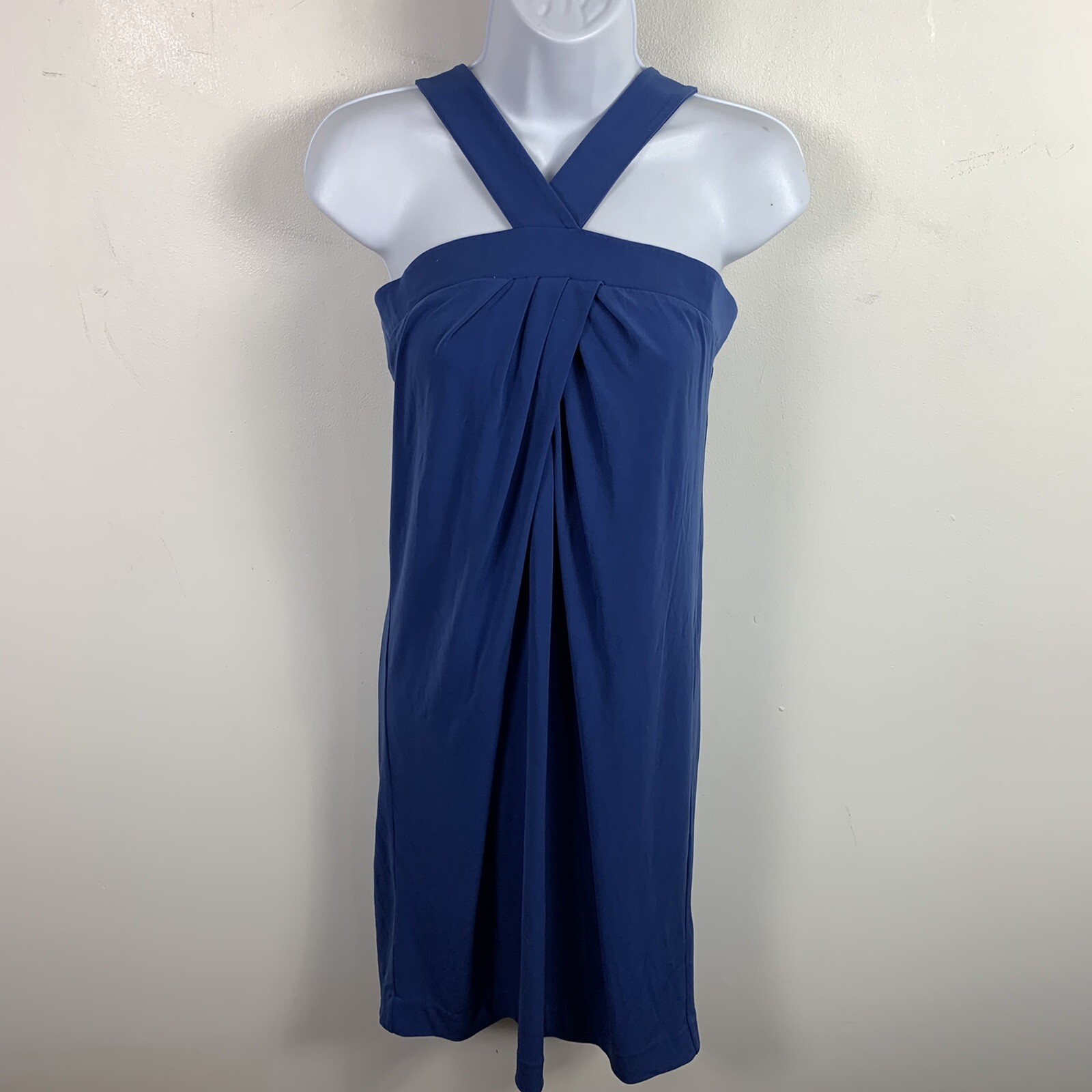 New York & Company Dress sz S Blue Modern Minimalist City Chic Elevated Basic
