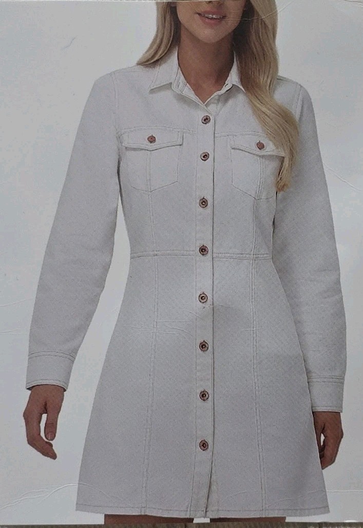 Frye Women’s 100% Cotton Form Fitting Buttons Pockets Mini Denim Dress