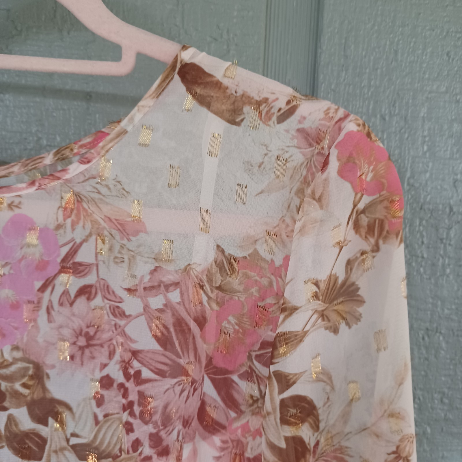Eliza J Floral Chiffon Shift Mini Dress Size 10 Women Wedding Guest Feminine