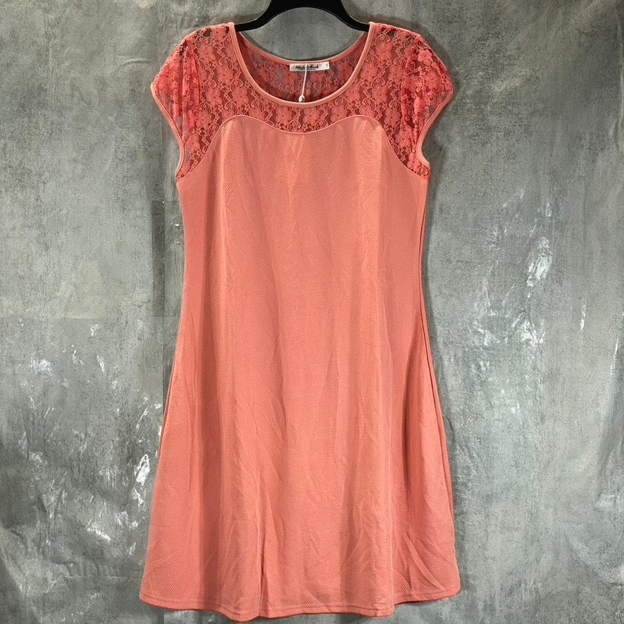WHITE MARK Women’s Plus Coral Pelagia Scoop-Neck Lace-Trim Mini Dress SZ 1XL