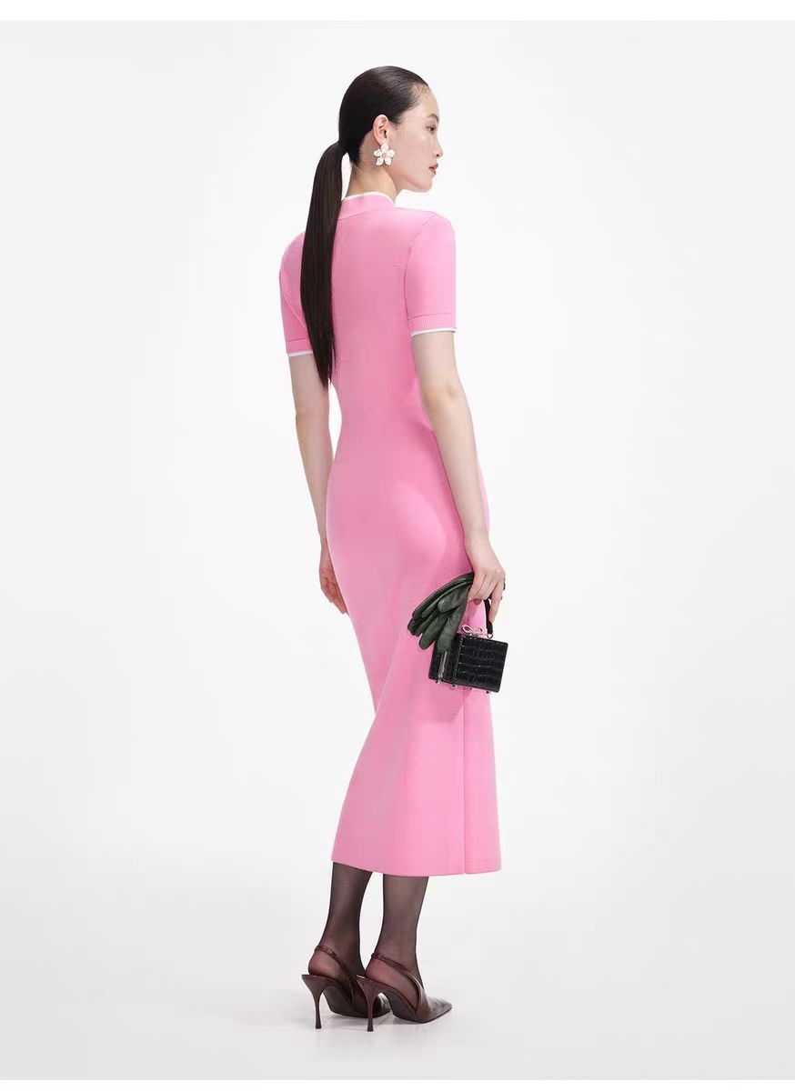 Self Portrait Pink Sweet Diminished Knitted Dress MAXI dress sexy women SML NEW