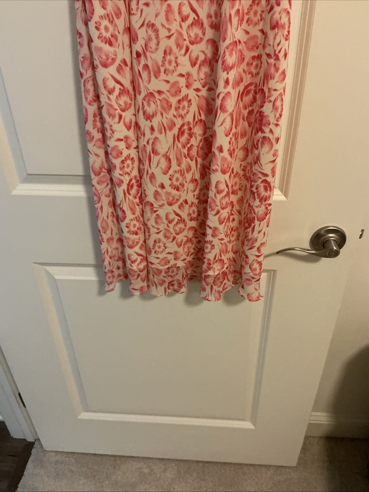 LOFT Ann Taylor NWT Floral Ruffle Dress 10 Petite Pink Cream Summer Casual