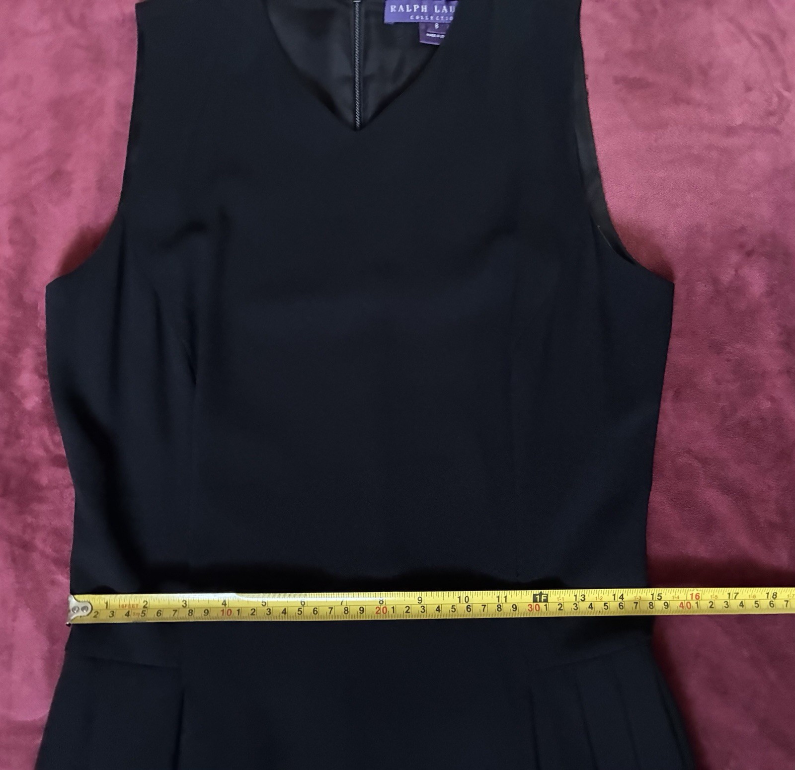 Ralph Lauren Collection Purple Label Black Dress Fit Flare Pleated Sleeveless 8