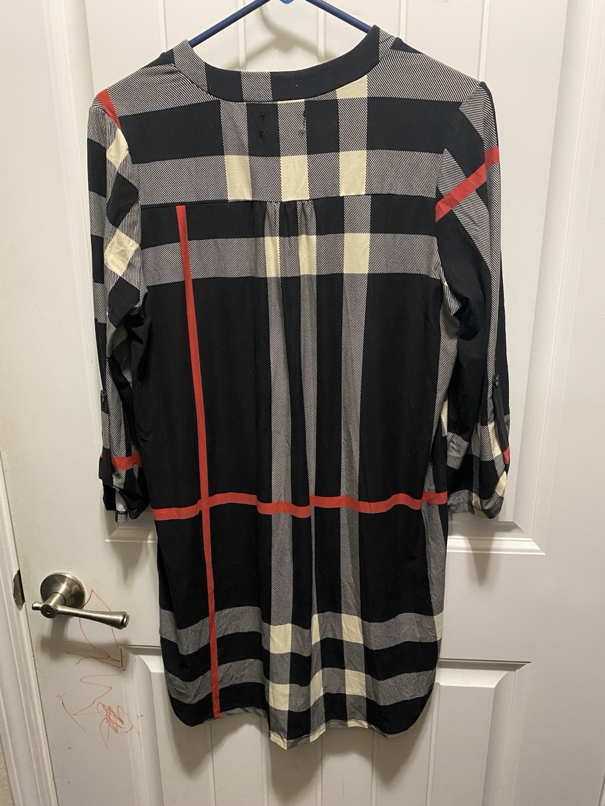 Gameday Couture Florida State Seminoles Plaid Tunic 3/4 Sleeve M Black Gray Red