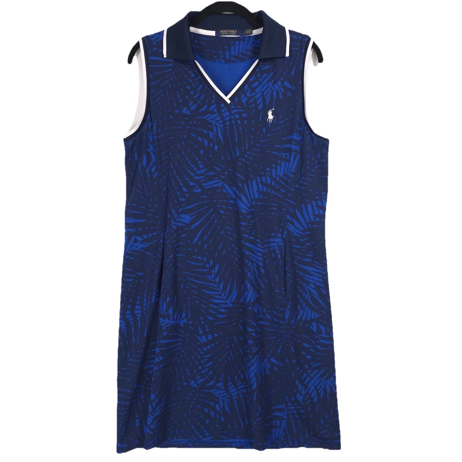 POLO GOLF RALPH LAUREN Mesh Dress LARGE Blue Print Sleeveless Tennis Pickleball