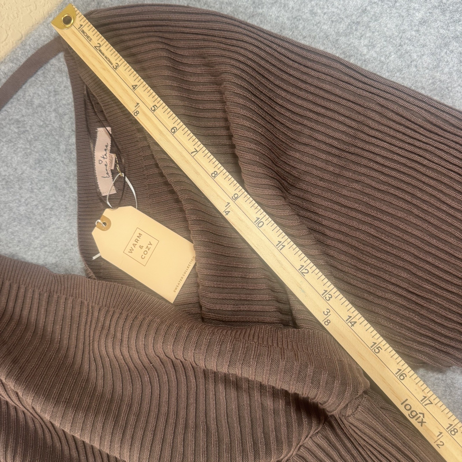 Love Tree Surplice Ribbed Knit Sweater Dress Medium Brown Dolman Sleeve NWT