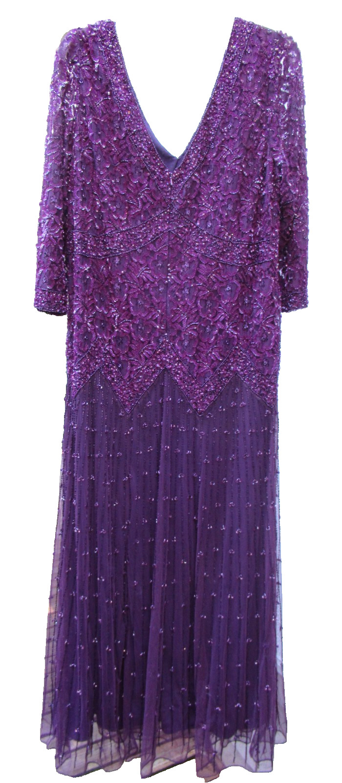 PISARRO NIGHTS Purple/Eggplant Beaded Midi Gown, 16W – Lovely for MOB