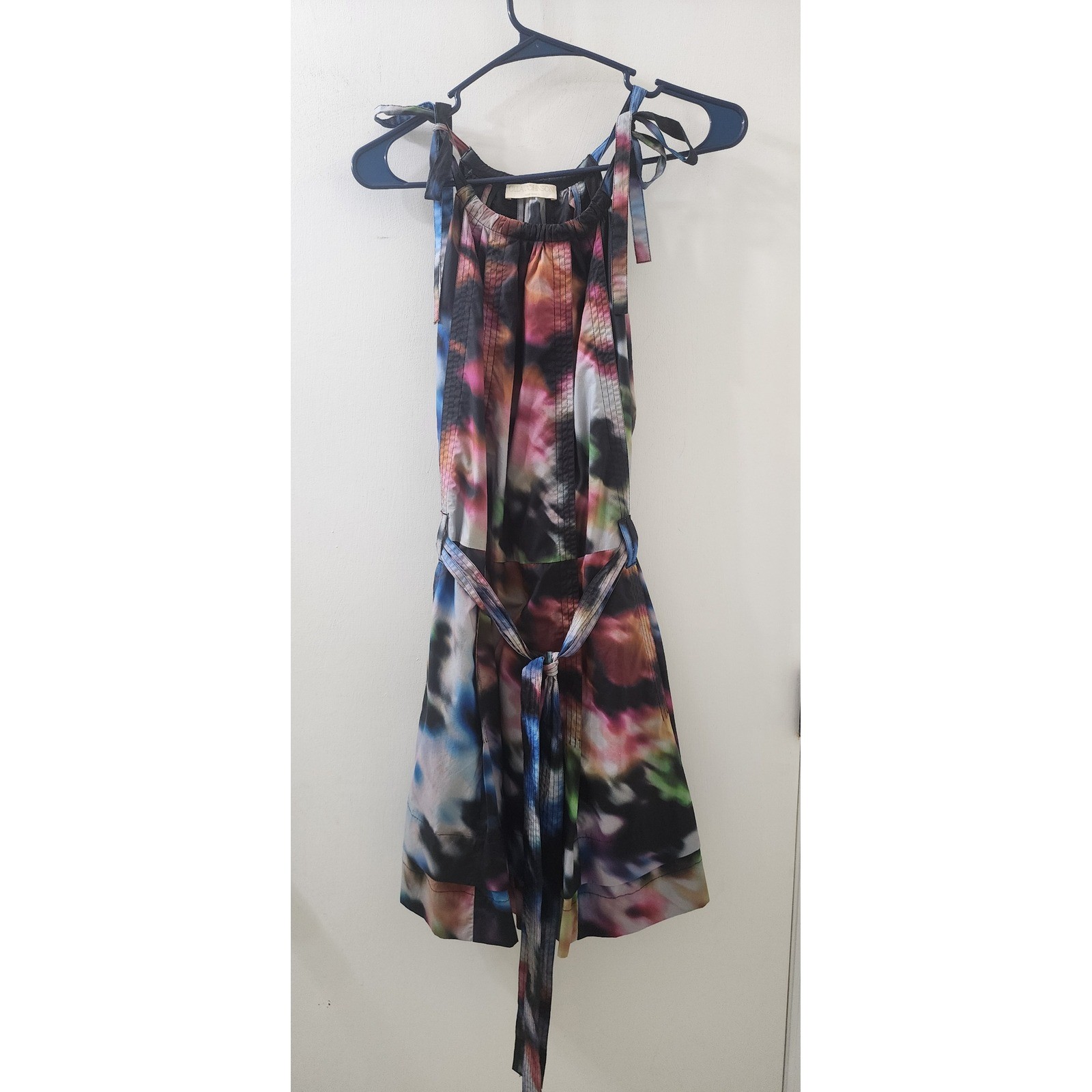 Ulla Johnson Abstract Floral Cotton Tie Shoulder Mini Dress Multi Color Size 2