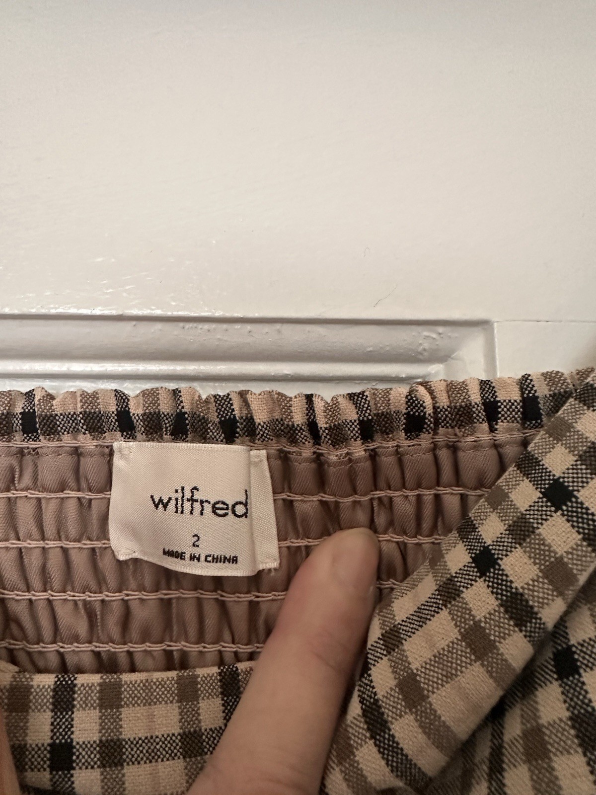 Wilfred Classic Gingham Mini Dress Size 2 Tan Brown Black