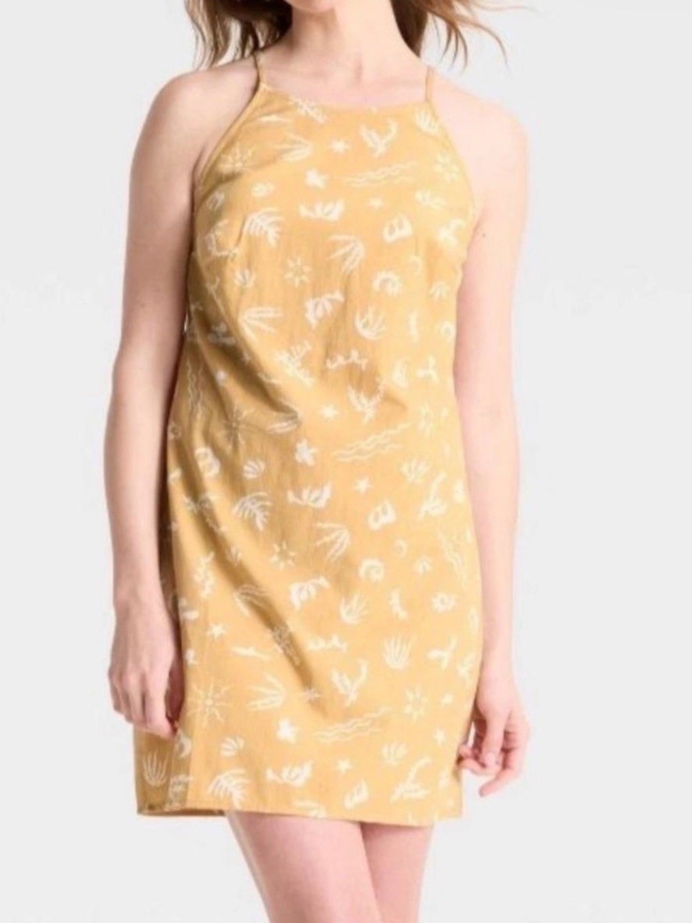 a new day Mustard Yellow and White Floral Sleeveless Dress