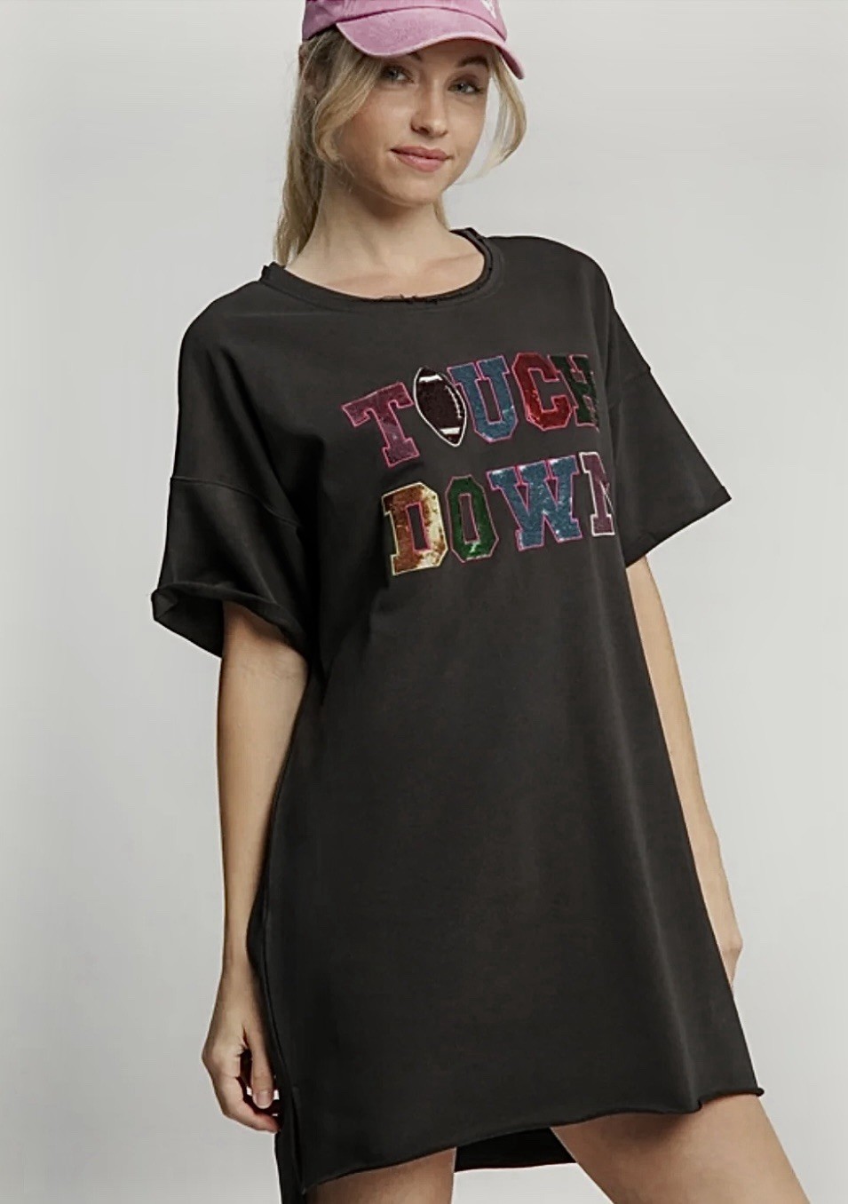 Umgee Game Day Tshirt Dress Size M Sequin Touchdown Cute Football Game Outfit