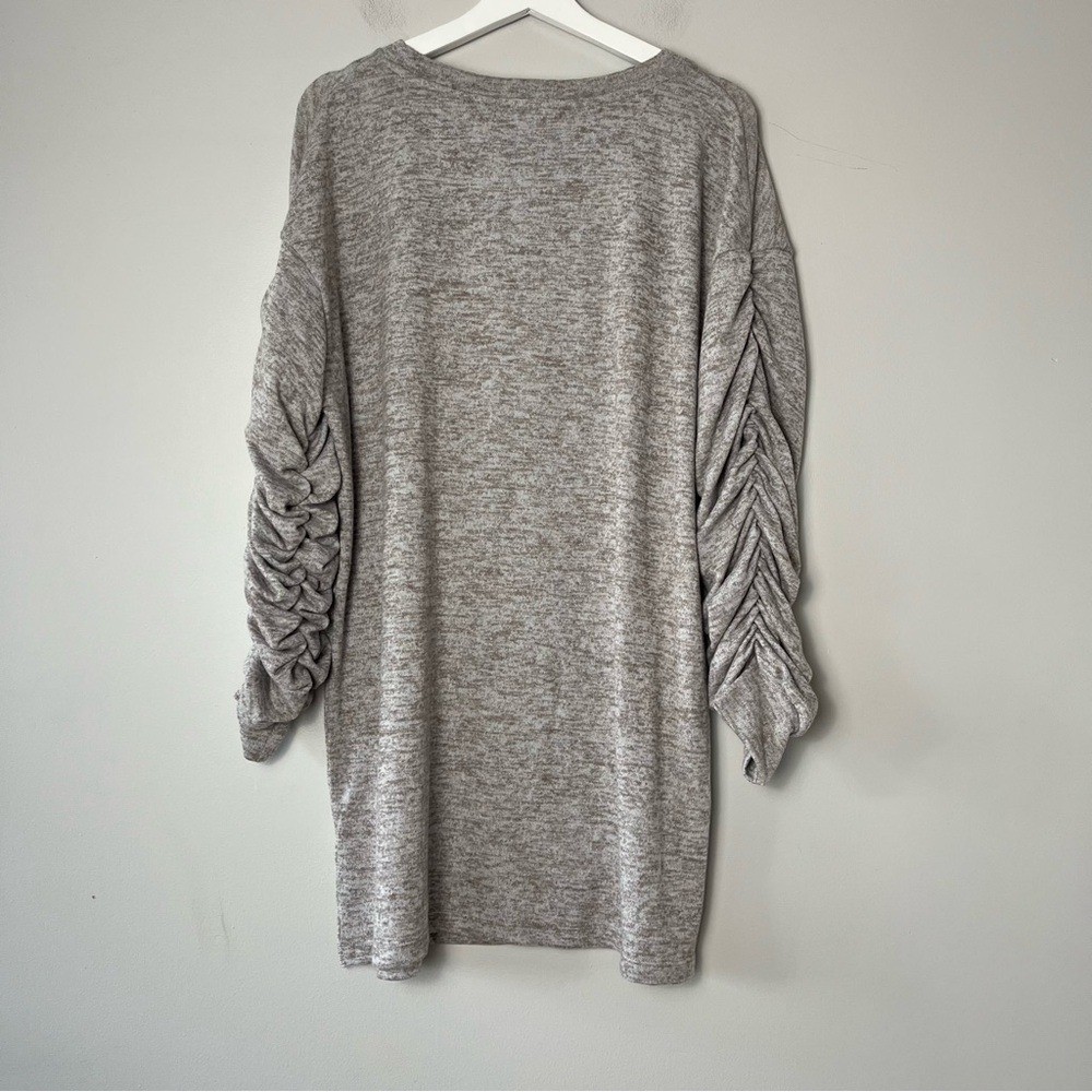 Zara Cinched Long Sleeve Cream Tan Soft Lightweight Oversized Sweater Dress Med