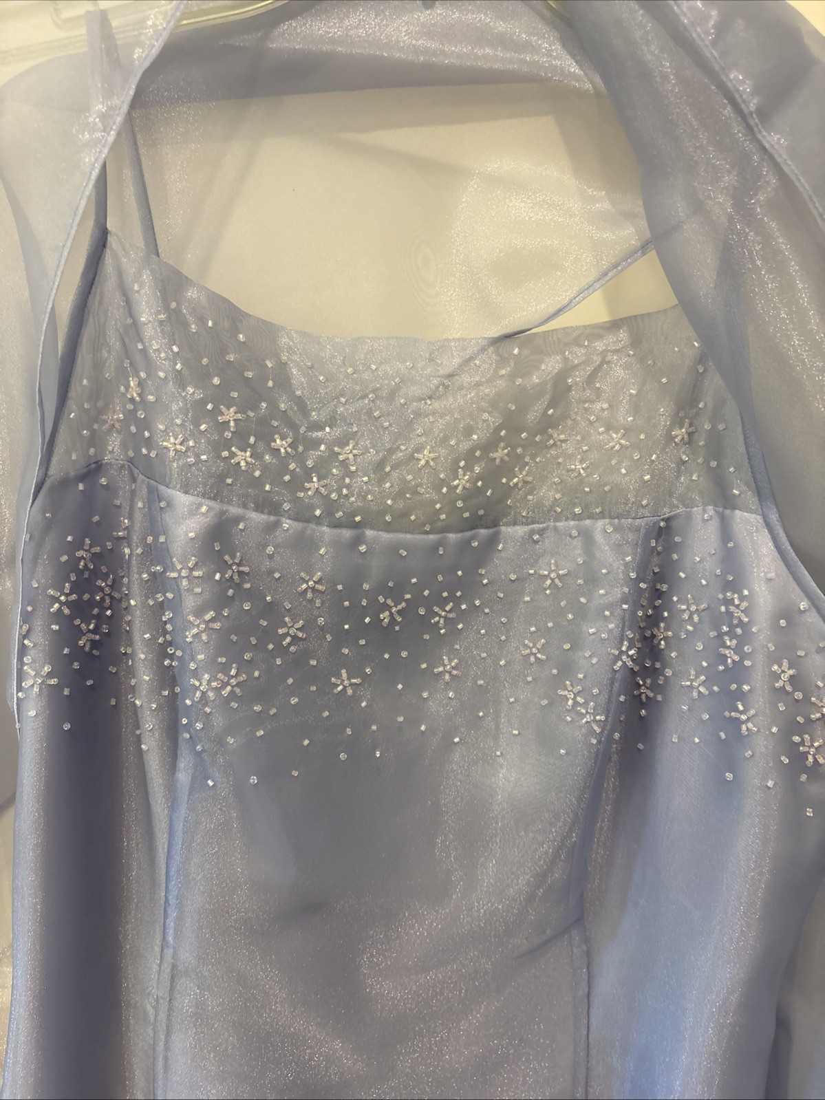 Cachet Lavender Long Flowing Formal Dress With Beautiful Beading And Shawl