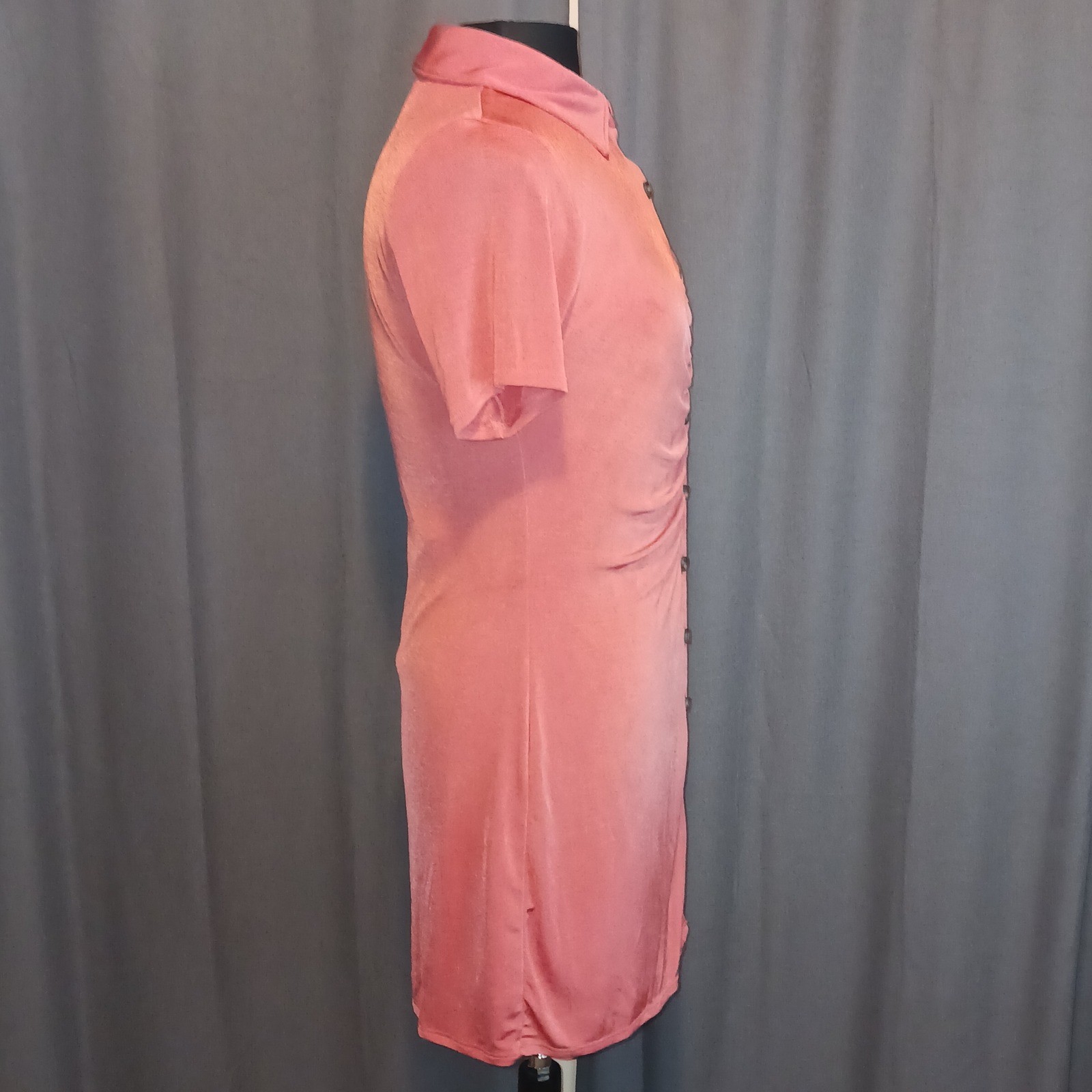 And Now This Rust Orange Ruched Button Down Mini Dress Medium
