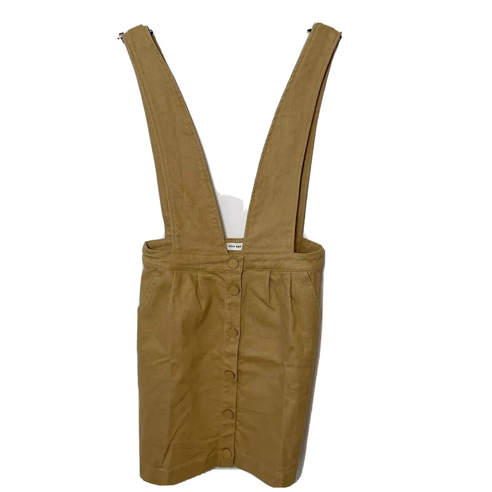 MOD REF Overalls Mini Dress Womens Size S Brown Cyprus Denim School Girl Y2K