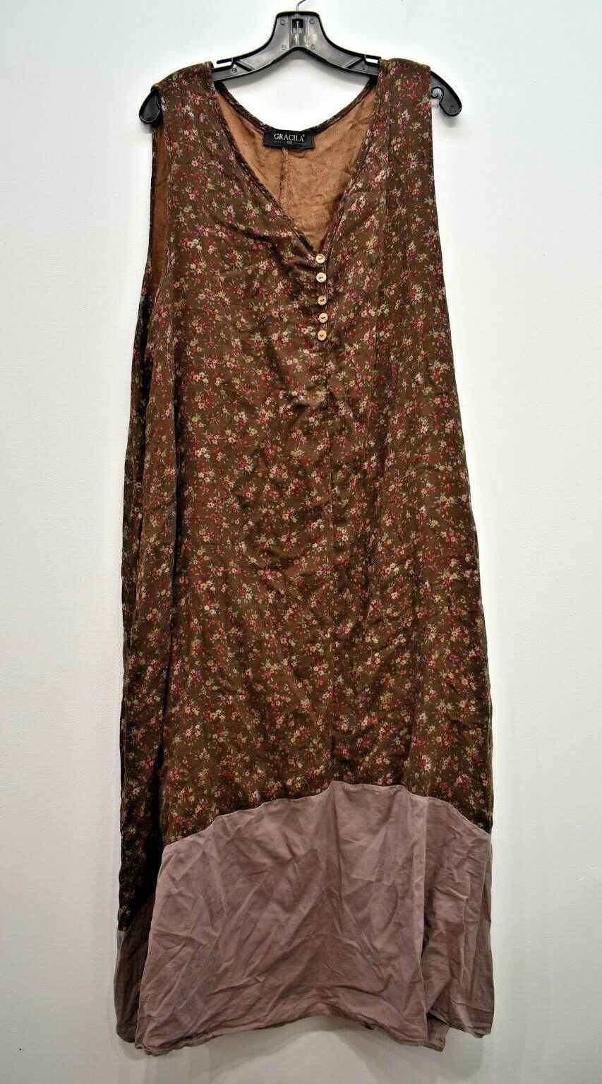 Gracila Women’s Floral Print Sleeveless Henley Neck Casual Shift Dress 5XL