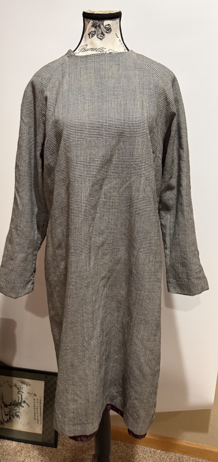 Harve Benard by Holtzman Black Plaid Long Shift Dress Size Large Ukraine Vintage