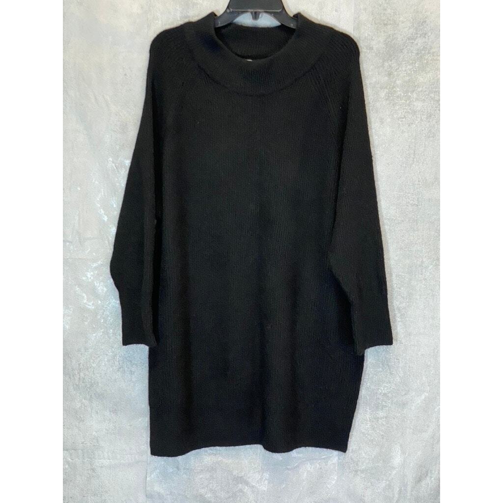 TOPSHOP Women’s Solid Black Crewneck Knit Mini Sweater Dress SZ 8-10 (M)