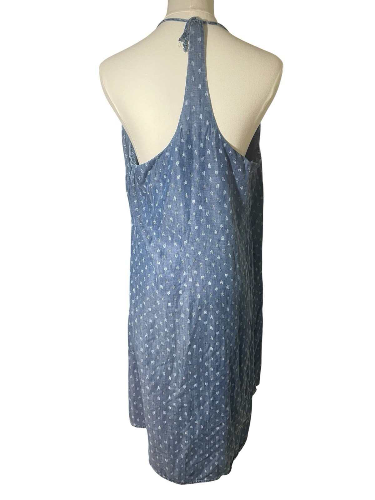 Cloth & Stone Large Blue Chambray Tencel Denim Halter Sundress Boho Festival