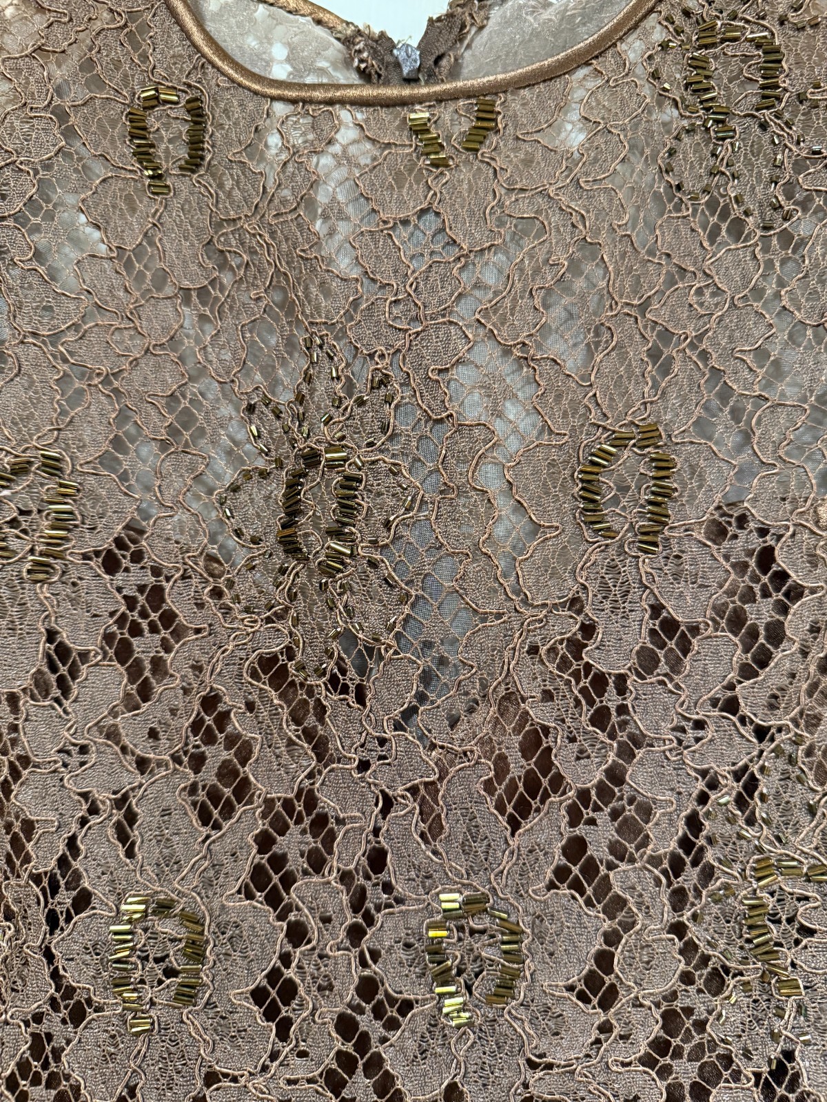 Vintage FINE FEATHERS 90’s Chocolate Dress Lace and Beaded