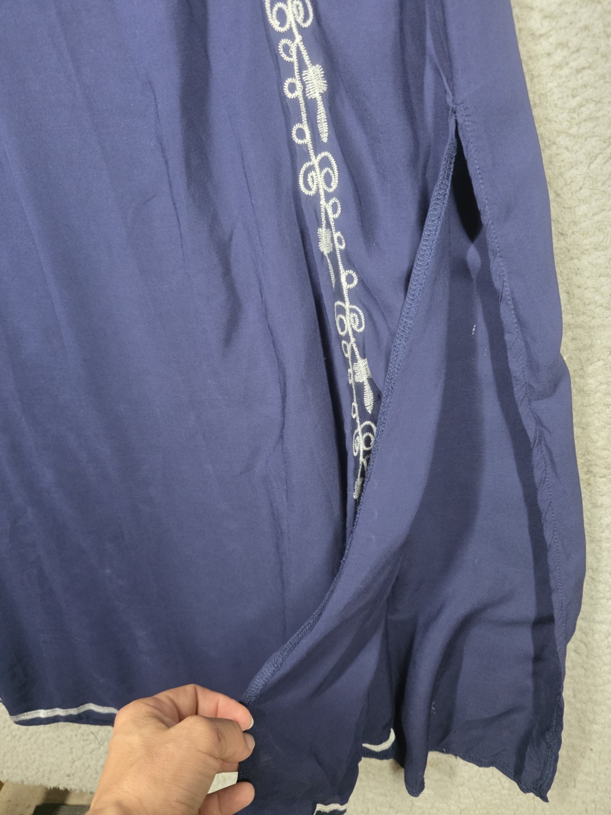 Blue Kaftan Dress One Size Fits Most Embroidered Beach Swim Cover Resort Wear