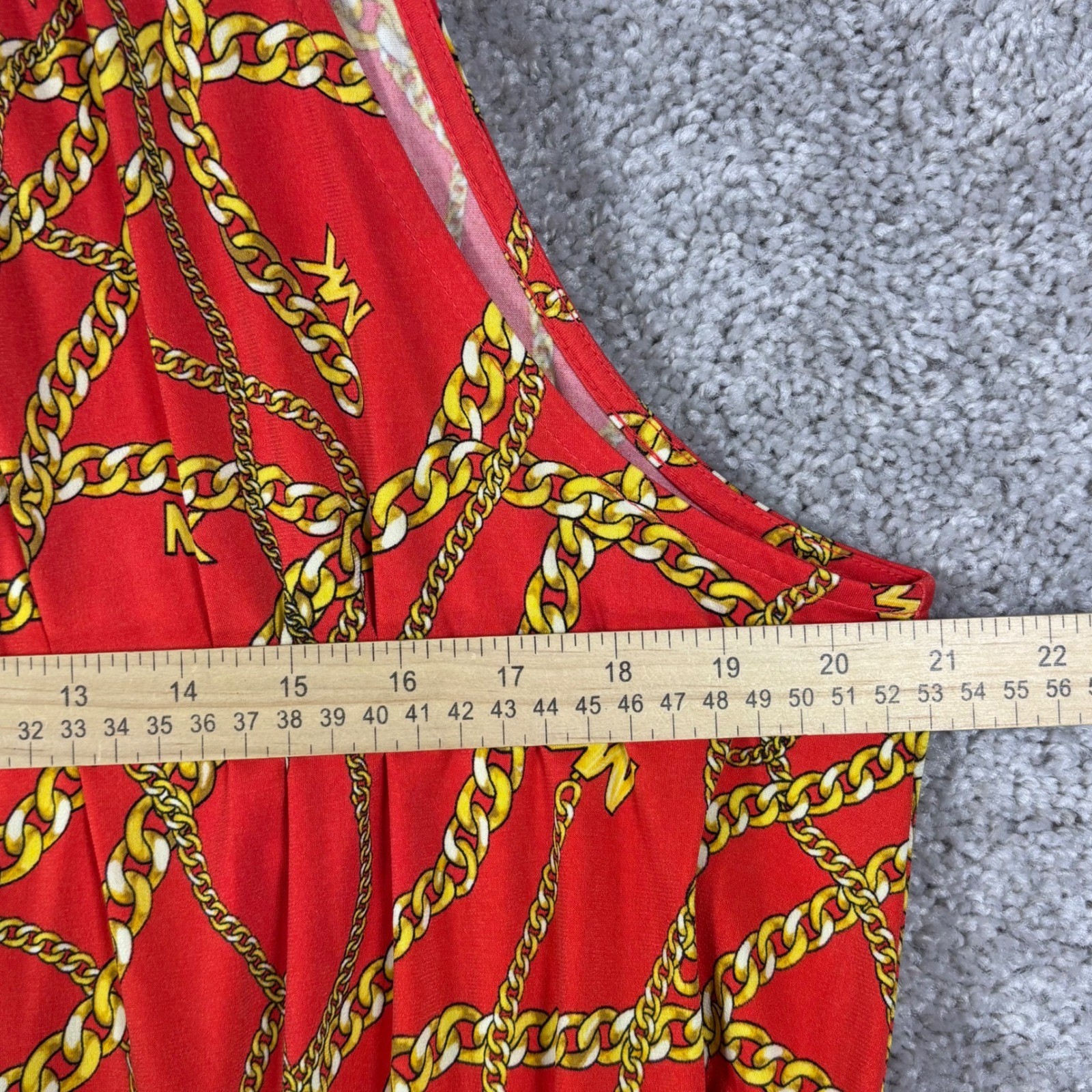 Michael Kors Red Gold Chain Link Halter Neck Maxi Dress Plus Size 3X NWT