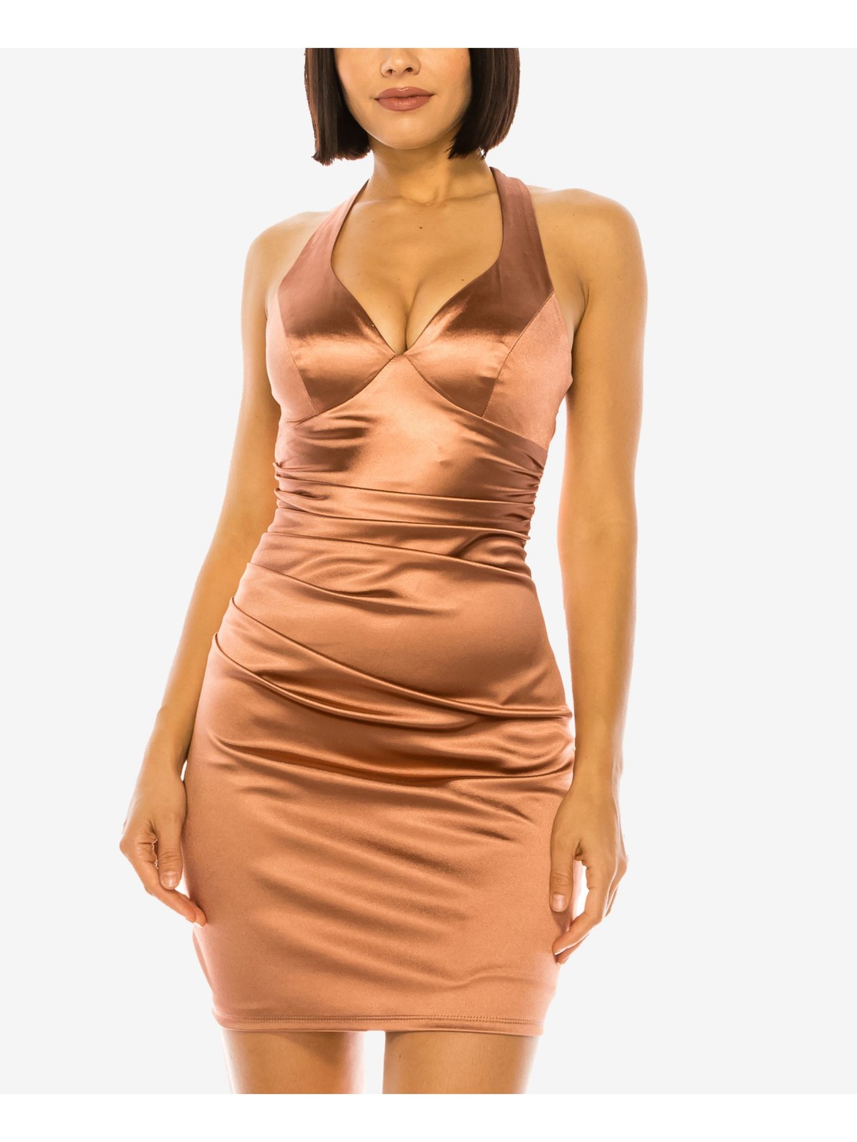 B DARLIN Womens Short Dress Brown Crisscross Straps Lace-up Back Juniors M