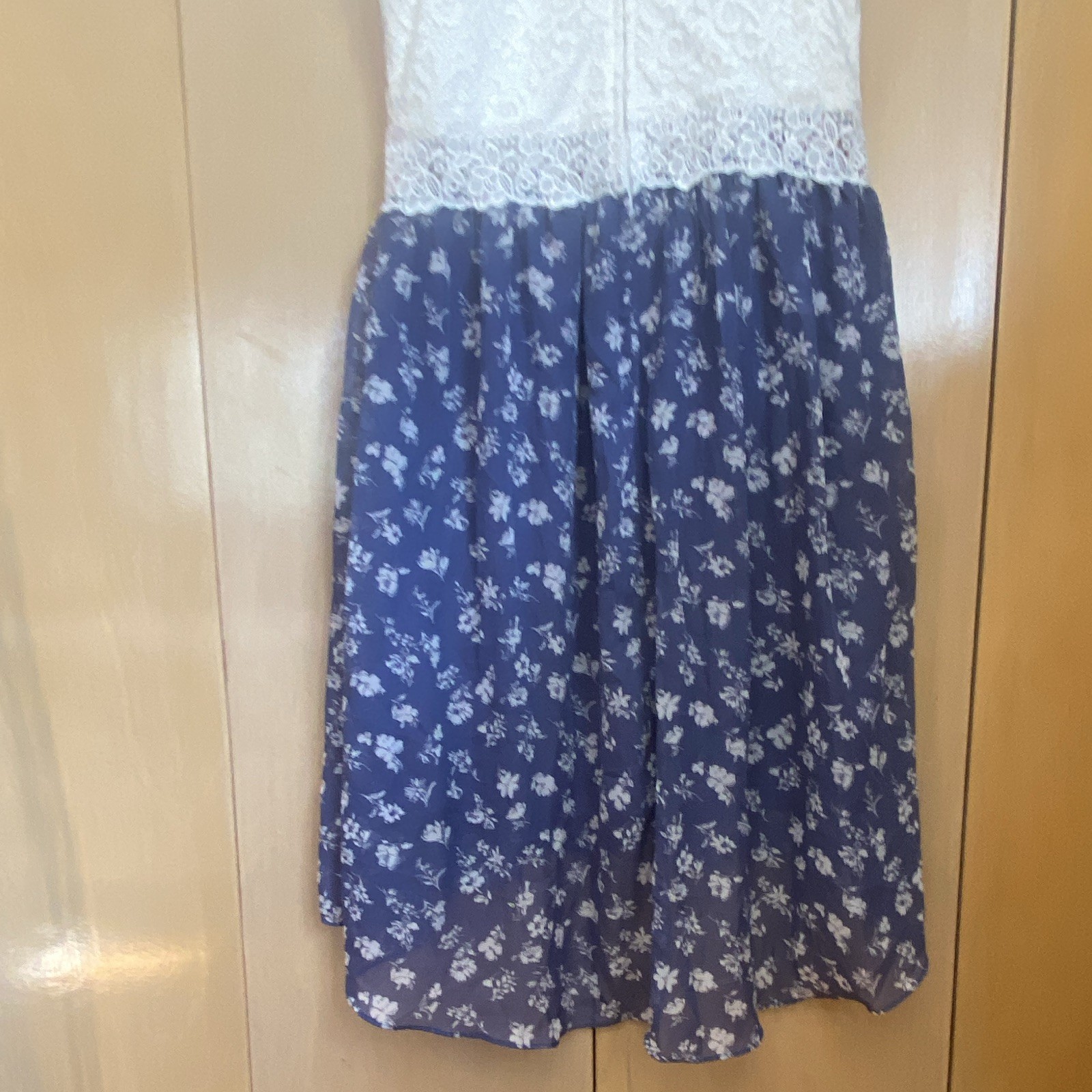 By & By New Womens Blue Floral & White Lace Mixups High Low Dress Size/11