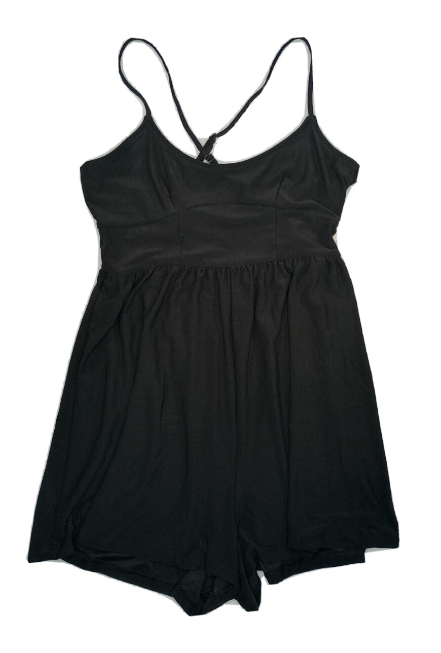 New SO Juniors Scoop Neck Skater Fit Romper Dress Black Sz Small