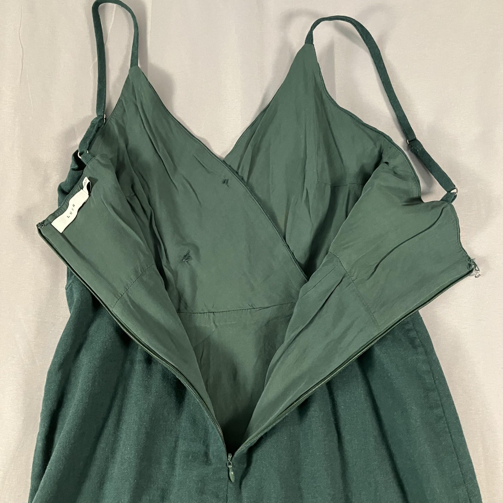 Lush Dress Womens Small Green Button Front Midi Sundress Adjustable Straps