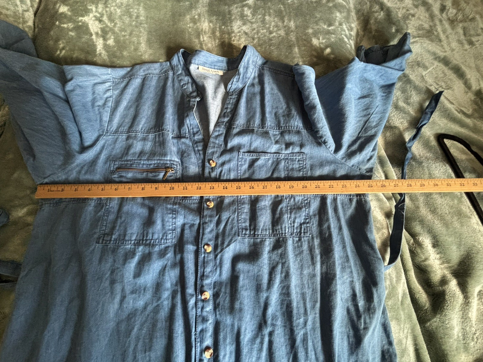 NWT Speed Limit Chambray Women’s Button-Down Lightweight Summer Denim Dress L