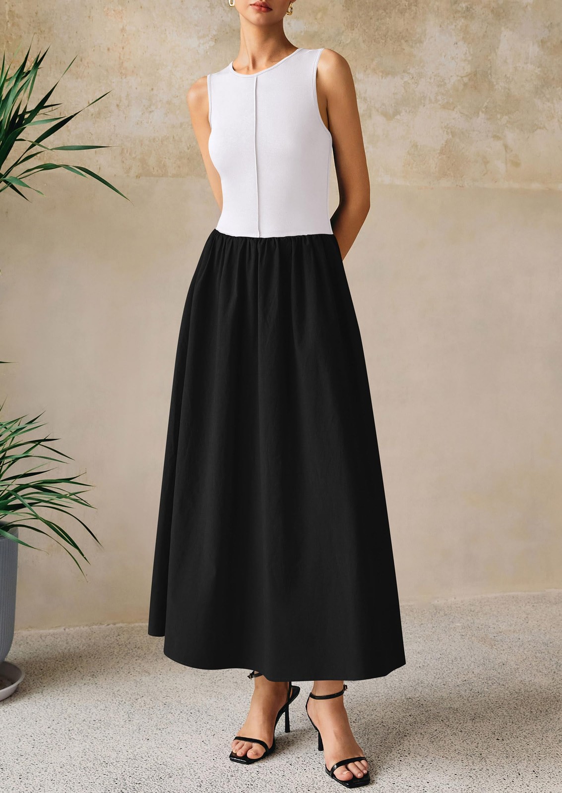 PRETTYGARDEN Women’s Maxi Dresses Summer Casual Sleeveless Black Medium