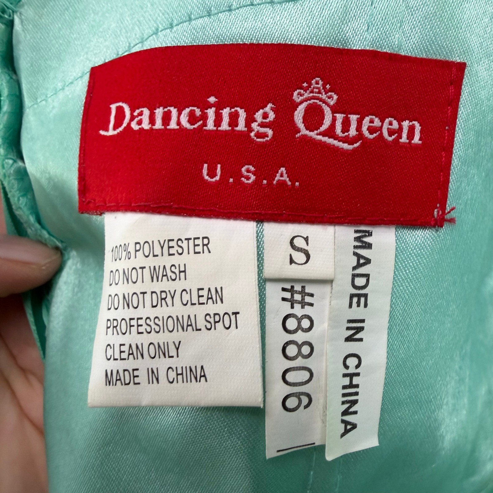 Dancing Queen 8806 Mint Green Beaded Rhinestone Fit & Flare Mini Dress Womens S