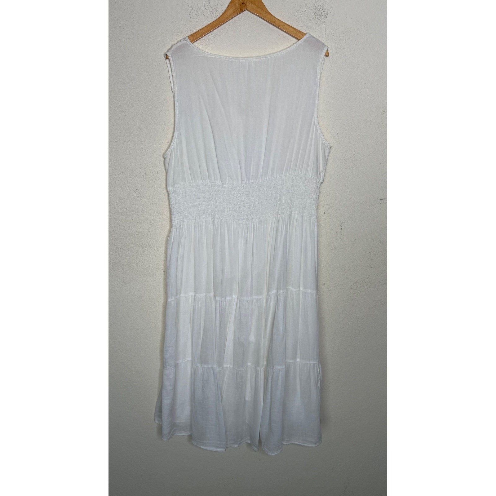 Mlle Gabrielle 2X Cotton Dress Plus Size White Lace Ruffle Cottagecore Peasant