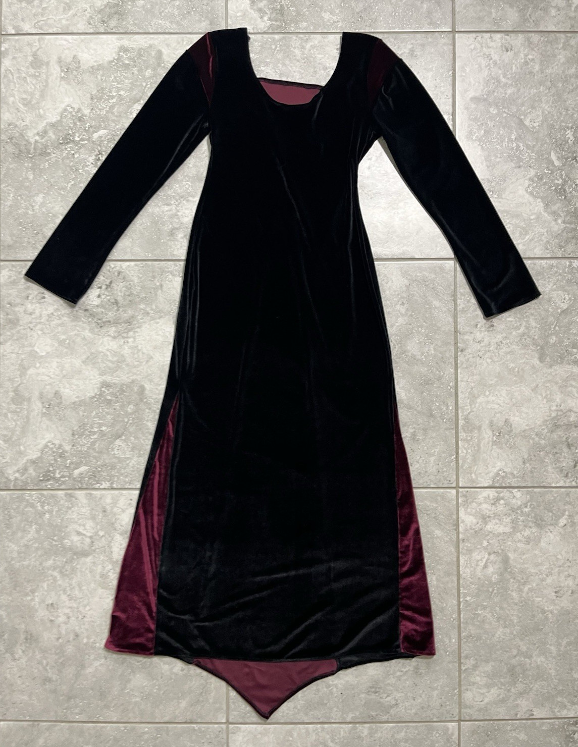 Cykxtees VTG 90S Goth Renaissance Medieval Vampire Velvet Dress Gown M L
