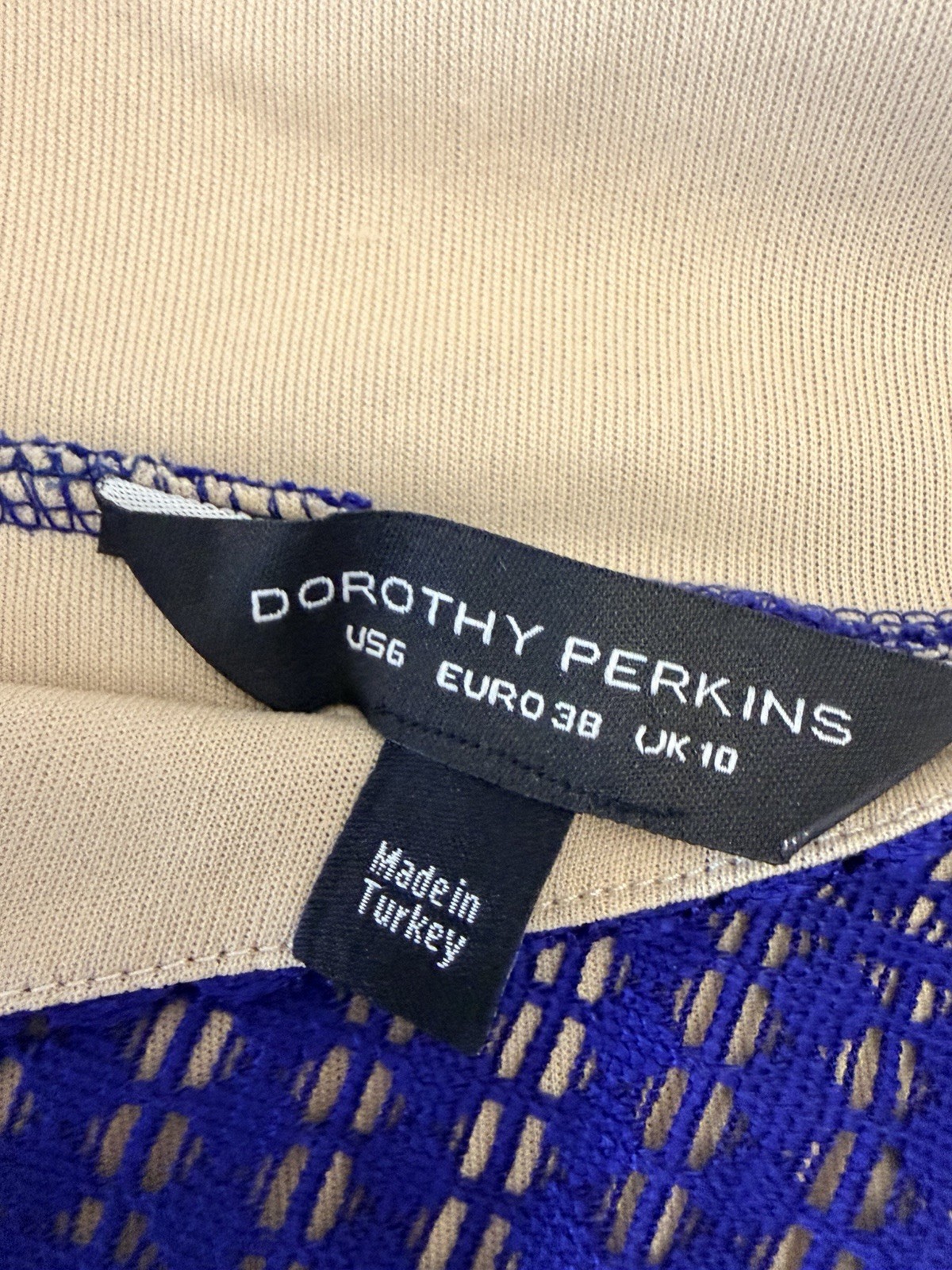 Dorothy Perkins Blue Lace Overlay Skater Dress UK 10