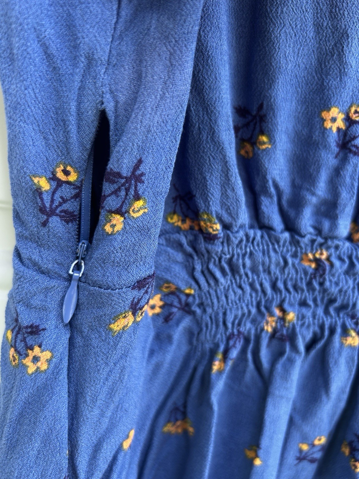 FREE PEOPLE Everyone’s Favorite Minidress Floral Blue Combo Women’s Large EUC