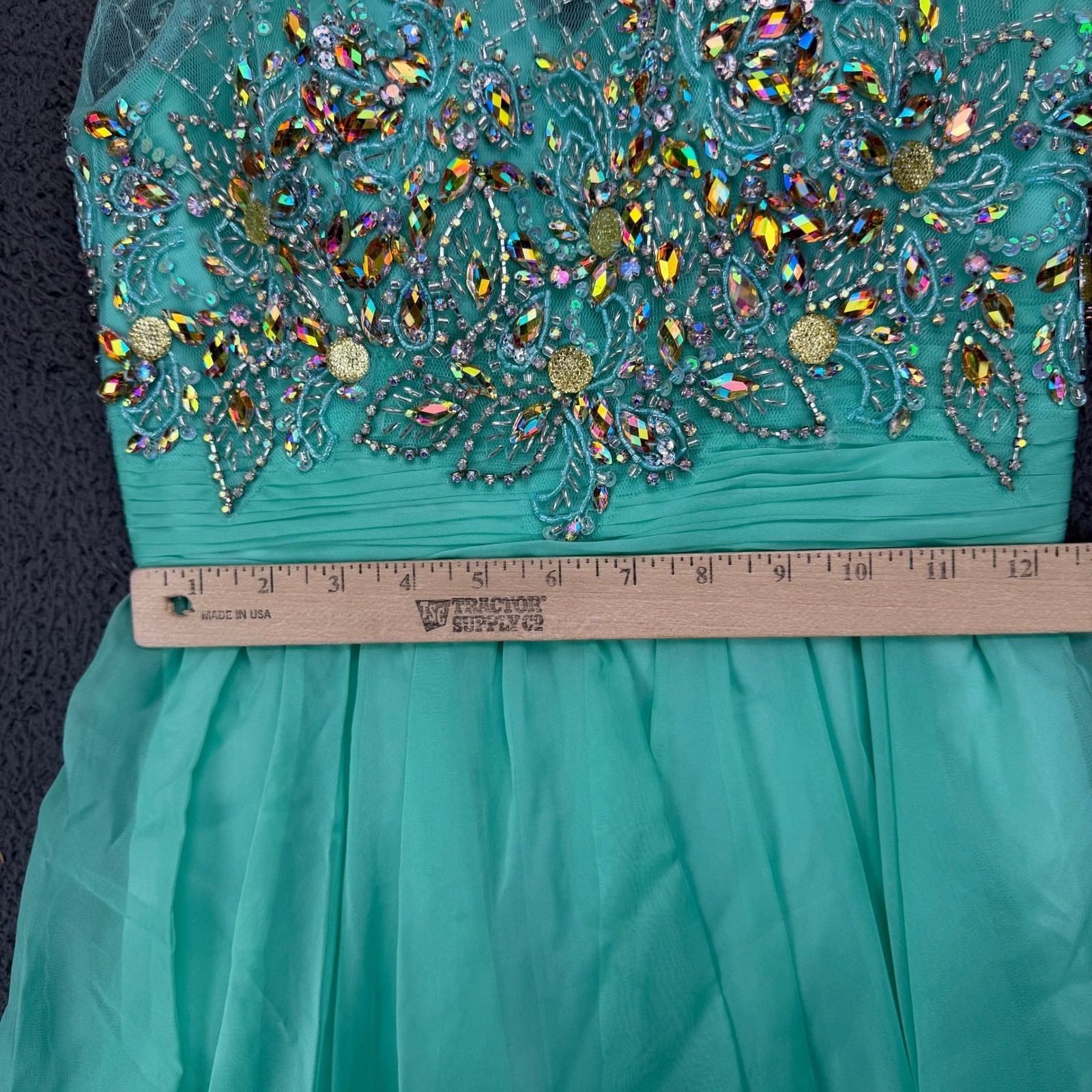 Dancing Queen 8806 Mint Green Beaded Rhinestone Fit & Flare Mini Dress Womens S