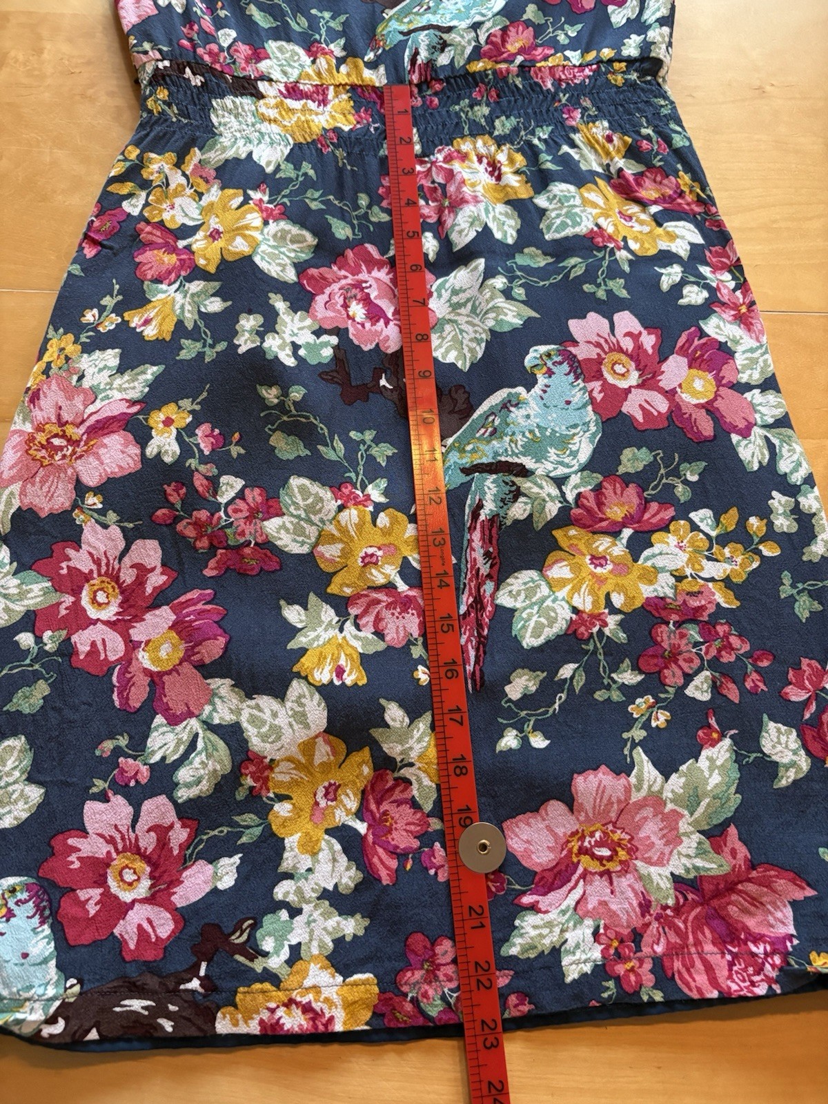 Joules Original Blue Floral Sunbird Dress Size 10 Tropical Bird Summer