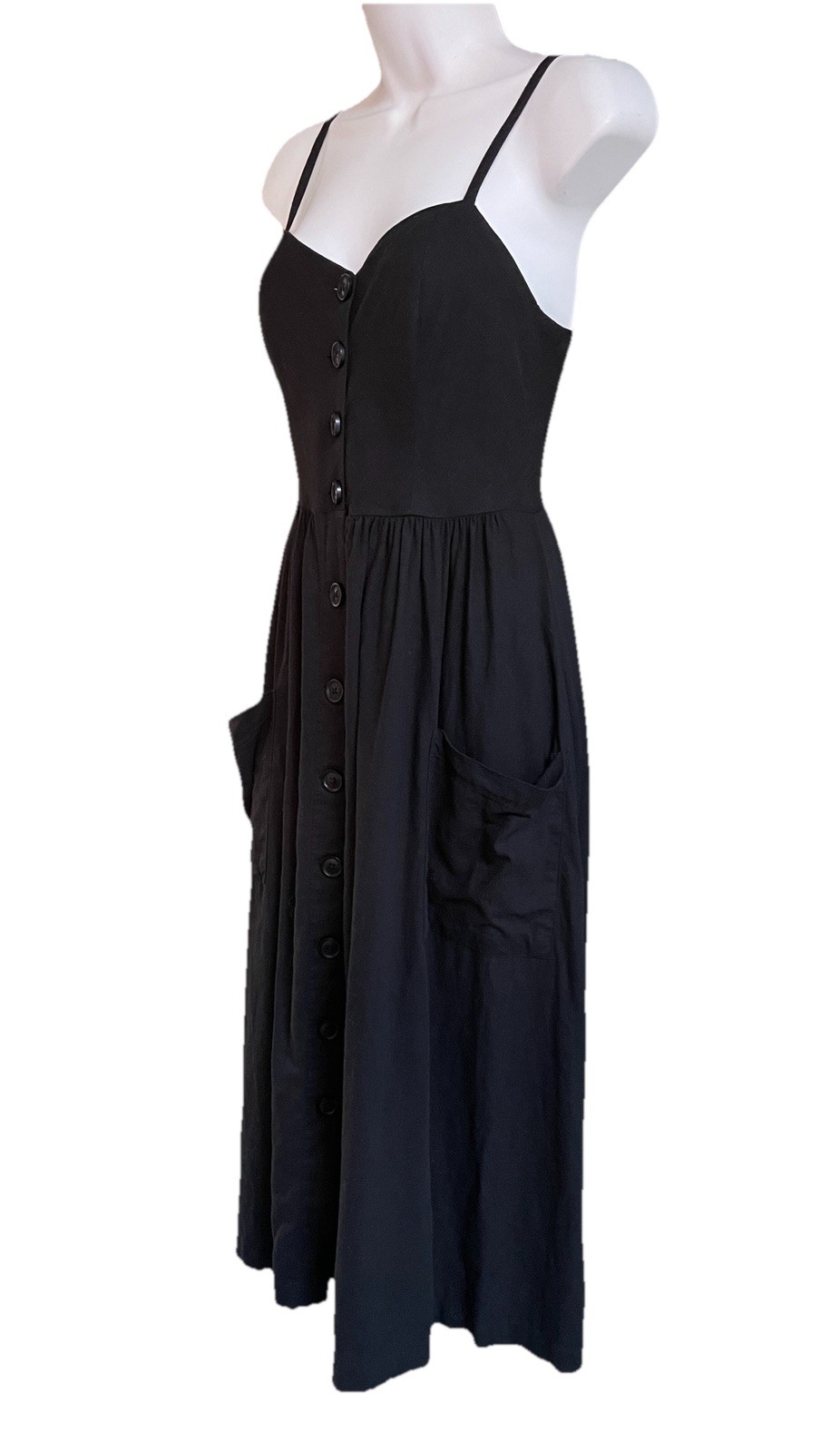 Urban Outfitters Cooperative Button-Front Poplin Midi Dress Small S Black EUC