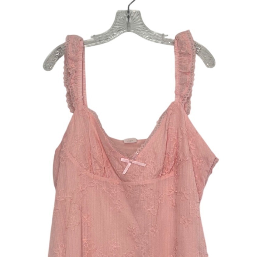 No Boundaries Ruffle Strap Dress XXL Pink New Floral Embroidered Mini Summer