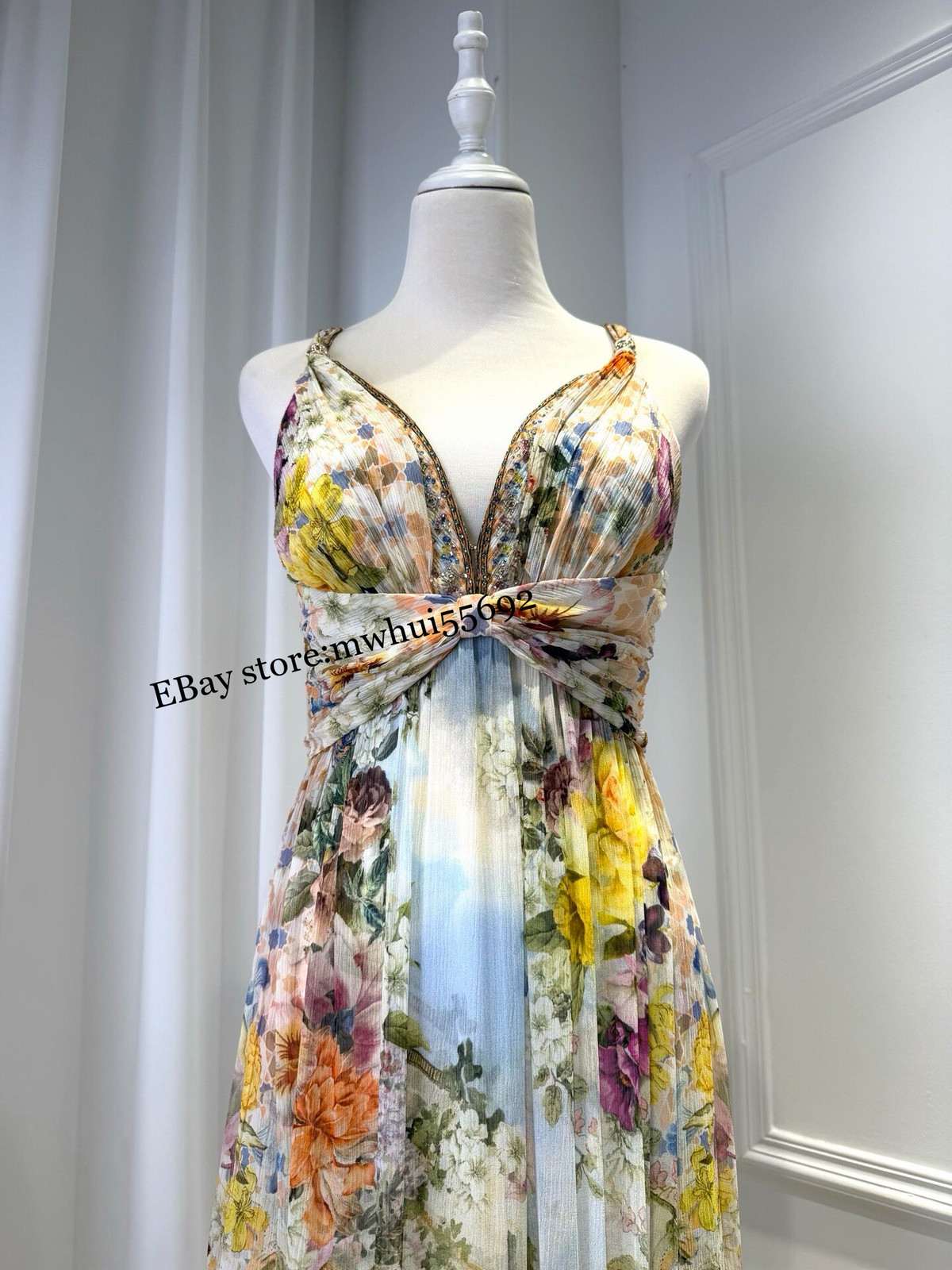 CAMILLA luxury elegant temperament holiday Maxi Dresses V-neck sleeveless 2026