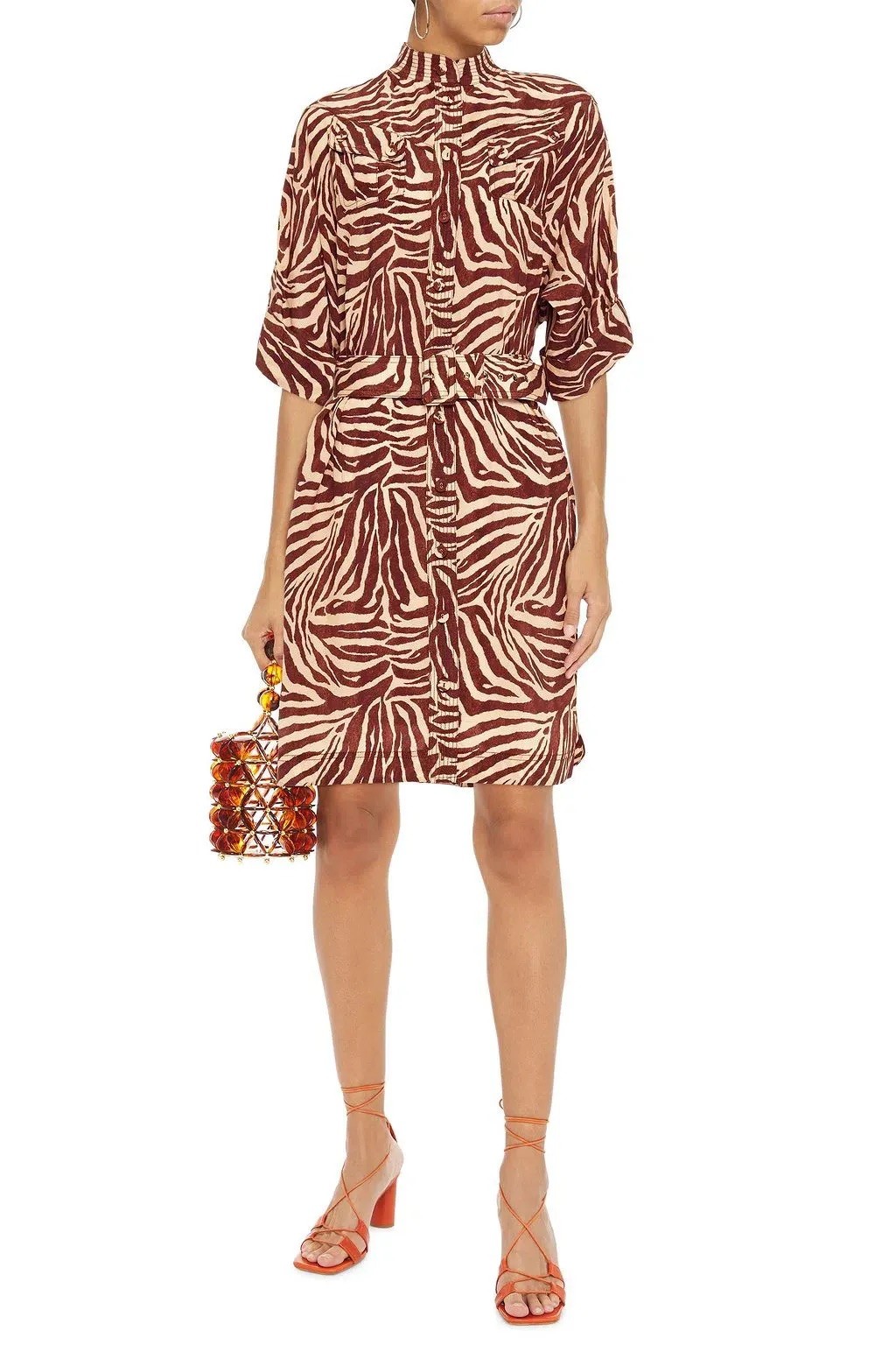 ZIMMERMANN Silk Utility Dress | Choc Zebra | Size 0 (8AU) / US4