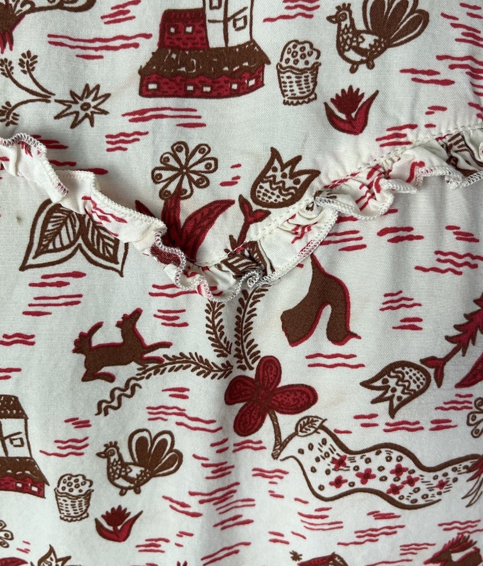 ModCloth Floral Print Cream Brown Button Up Short Shirt Dress Tunic Size Small