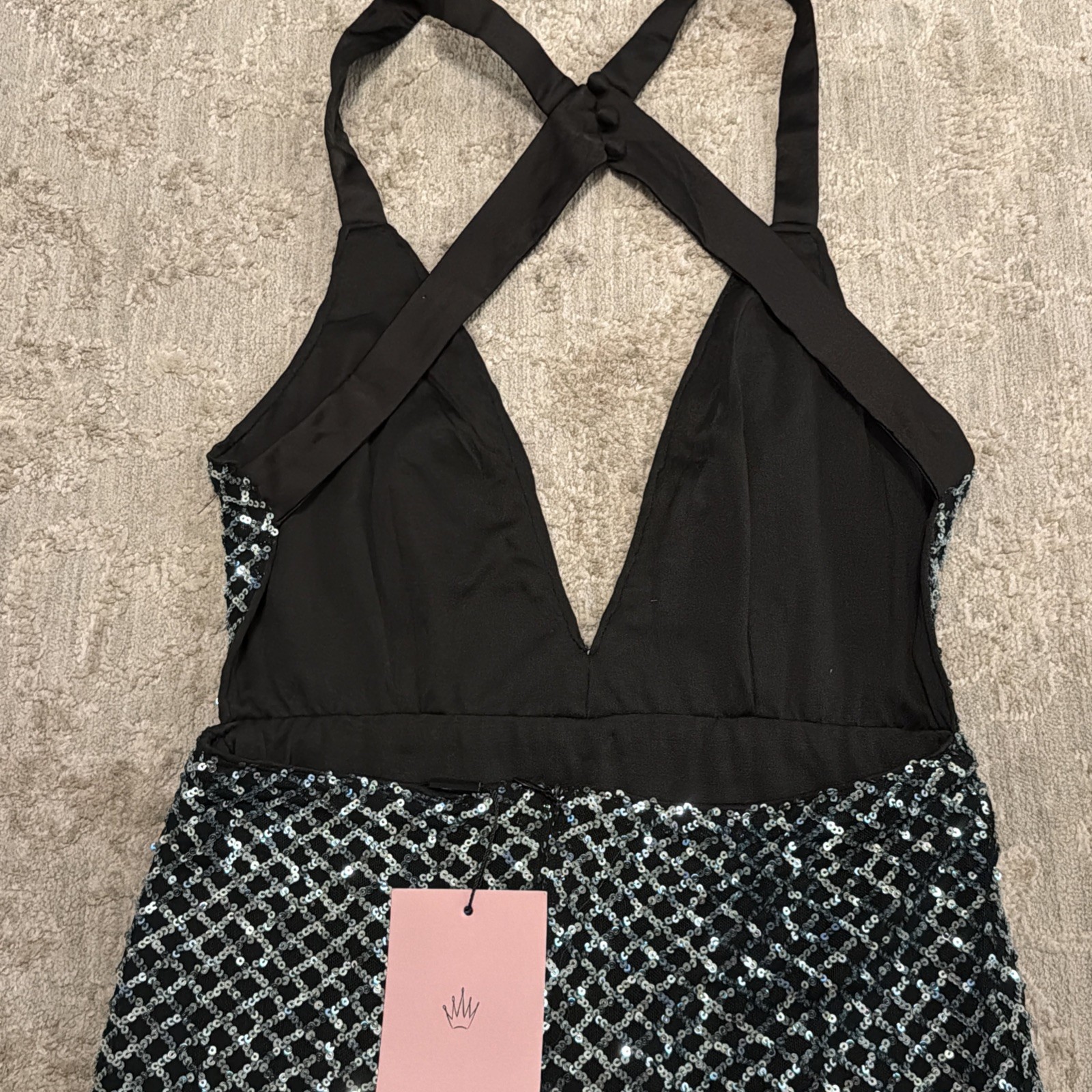 Hello Molly Black Aqua Sequin Mini Dress Size Large Mermaid Vibe