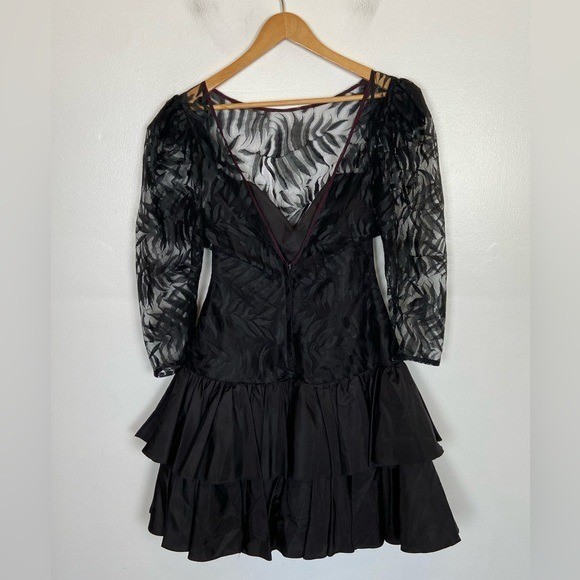 TD4 By Electra Vintage 80s Burnout Lace Cocktail Dress M Whimsigoth Goth Bow USA