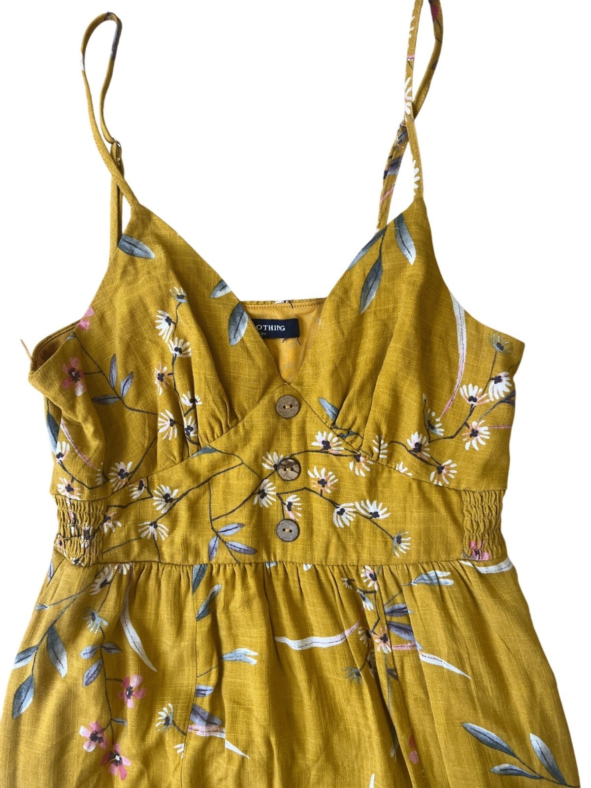 One Clothing Los Angeles Midi Slip Dress Womens XS Yellow Floral Cottage Boho