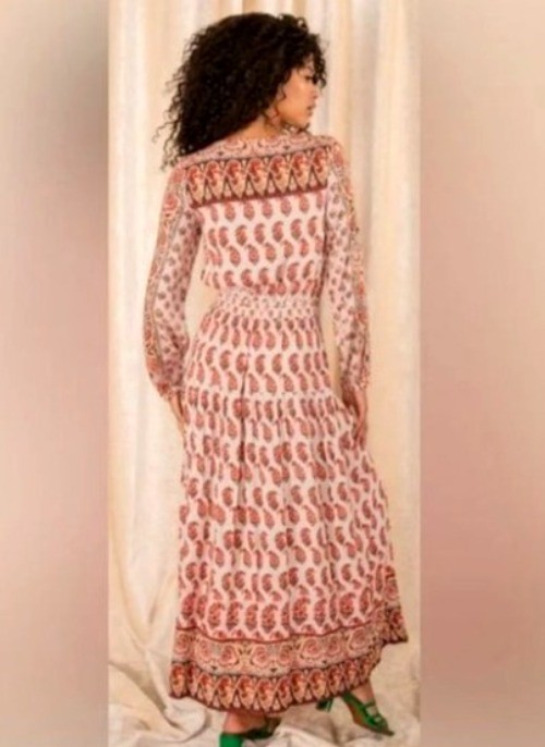 Raga Blooming Trails Floral Paisley Split Front Maxi Dress S V-Neck Boho Anthro