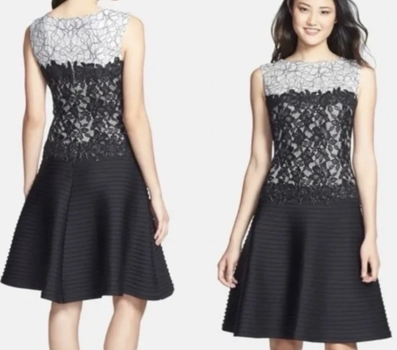 Tadashi Shoji Dress Size Black and White Lace Cocktail Wedding Party Size 8