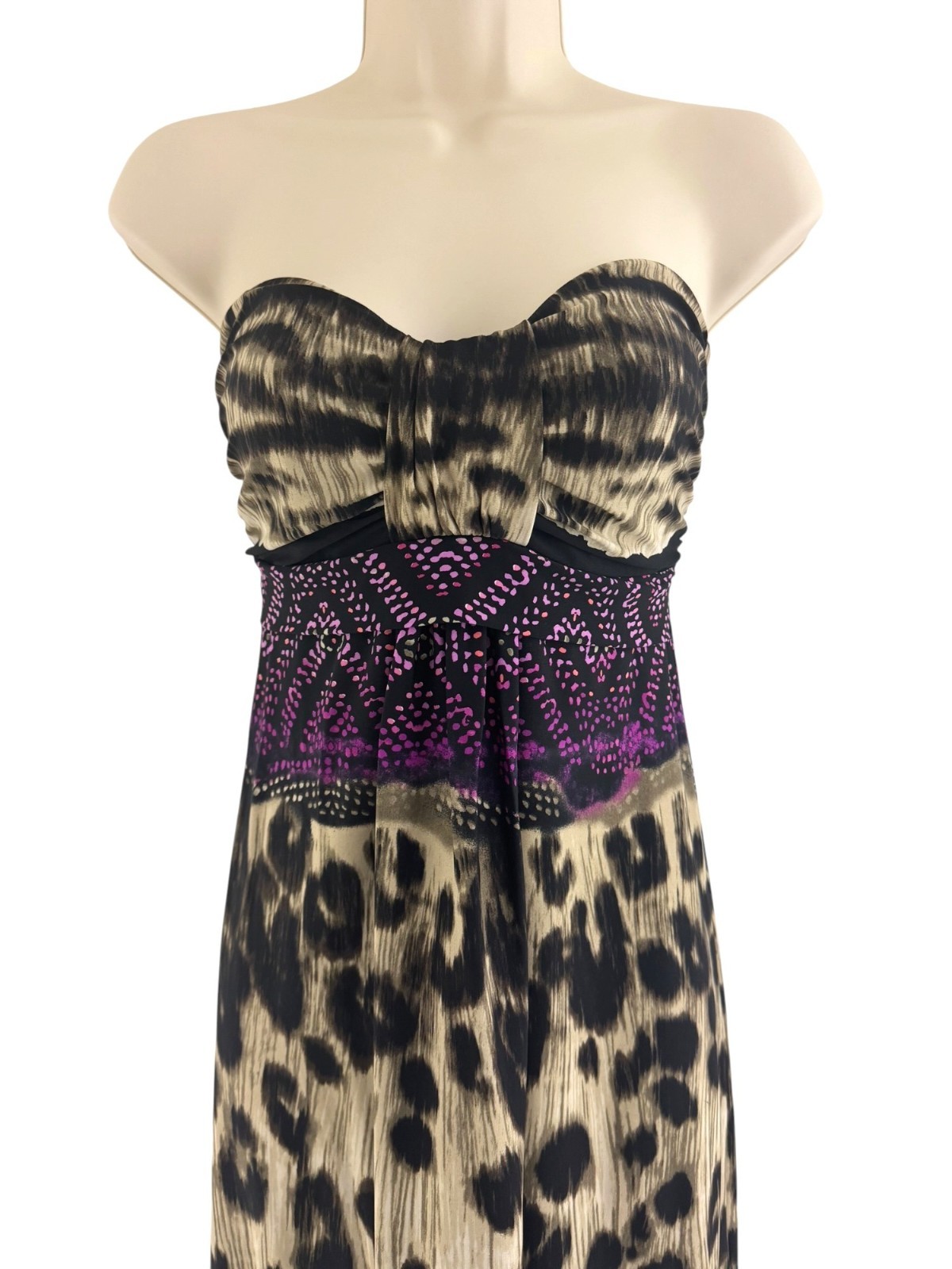 Ruby Rox Strapless Animal Leopard Print Maxi Dress Size M S Summer Vacation